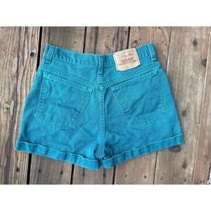 Vintage Levi 954 High Rise Cuffed Green Orange Tag Shorts Size 11